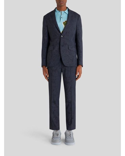 Etro Blue Straight Leg Tailored Pants for men