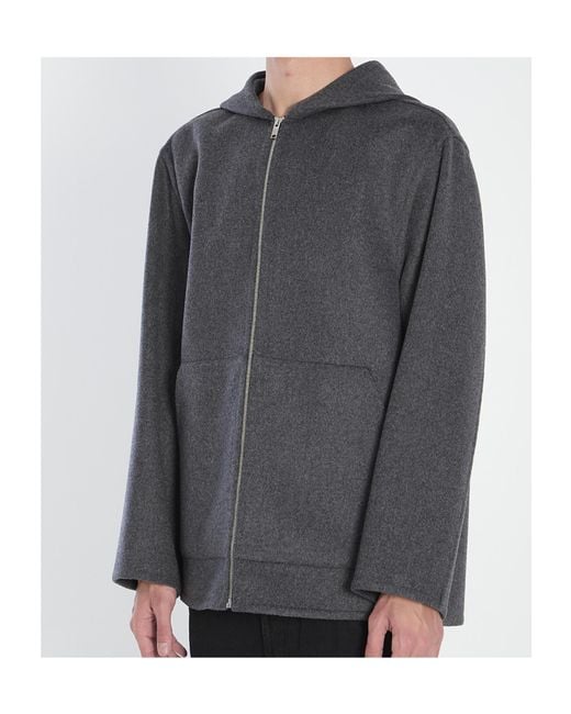 Bottega Veneta Gray Hooded Wool Jacket for men