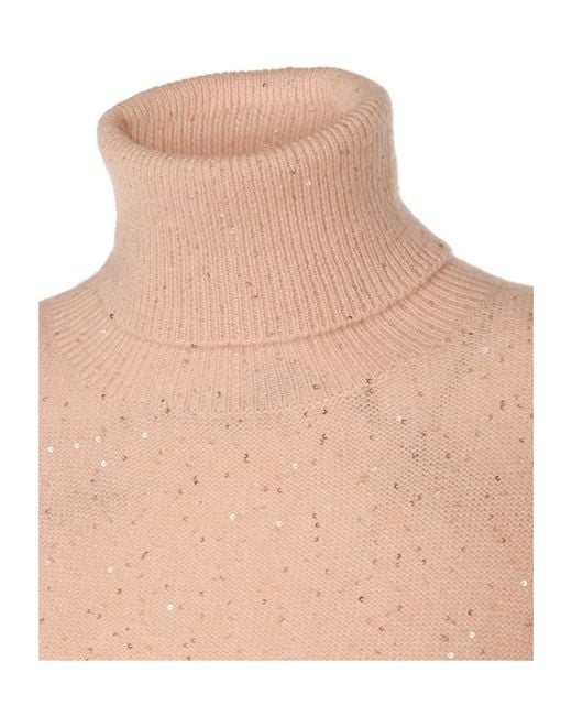 Fabiana Filippi Natural Short-Sleeved High-Neck Sweater
