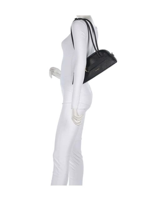 Coccinelle Black Logo-Lettering Zipped Shoulder Bag
