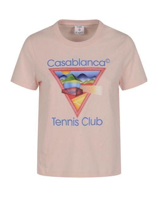 Casablanca Pink Tennis Club Crewneck T-Shirt