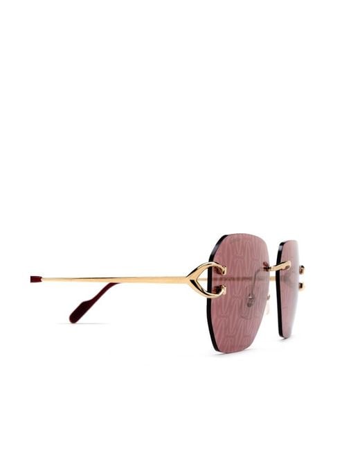 Cartier Pink Monogram Rimless Sunglasses for men