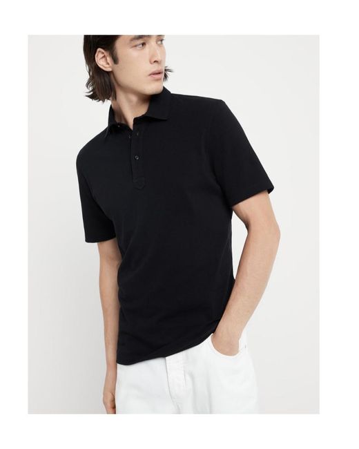 Brunello Cucinelli Black Short-Sleeved Polo Shirt for men