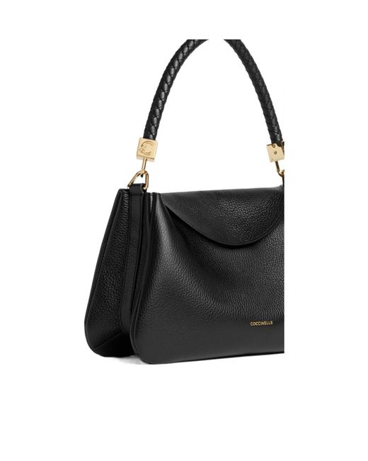 Coccinelle Black Tiggy Logo Stamp Small Shoulder Bag