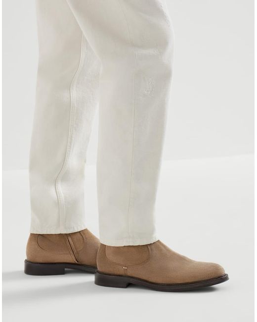 Brunello Cucinelli Brown Round-Toe Boots for men