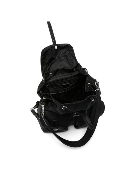 Prada Black Re-Nylon Logo-Plaque Backpack for men