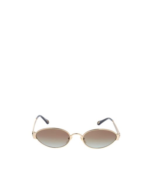 Chloé Metallic Chloé Eyewear Oval Frame Sunglasses