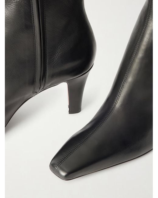 Paris Texas Black Solid Color Leather Ankle Boots
