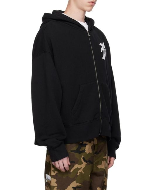 Palm Angels Black Long Sleeved Logo Printed Hoodie for men