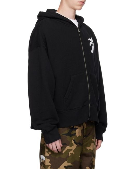 Palm Angels Black Long Sleeved Logo Printed Hoodie for men
