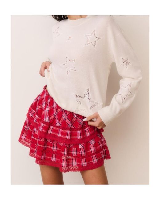 LoveShackFancy Natural Westcott Star Cutout Knitted Sweater
