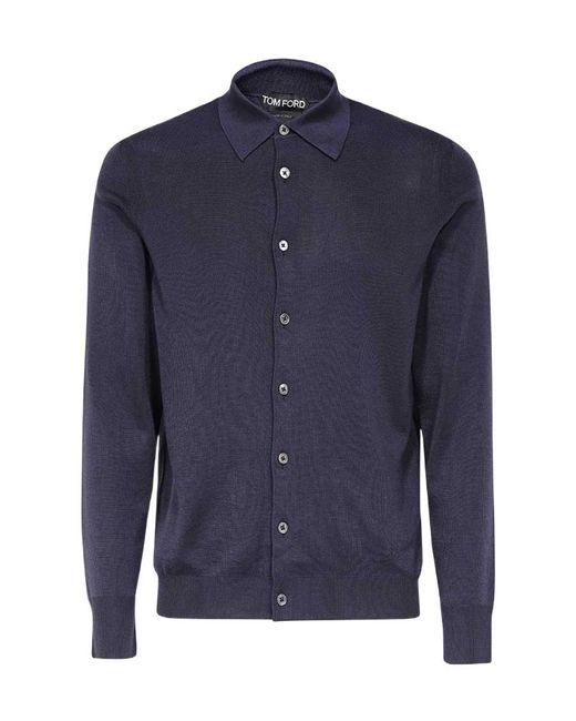 Tom Ford Blue Long-Sleeved Knitted Shirt for men