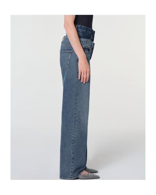 Agolde Blue Elson Double-Waisted Jeans