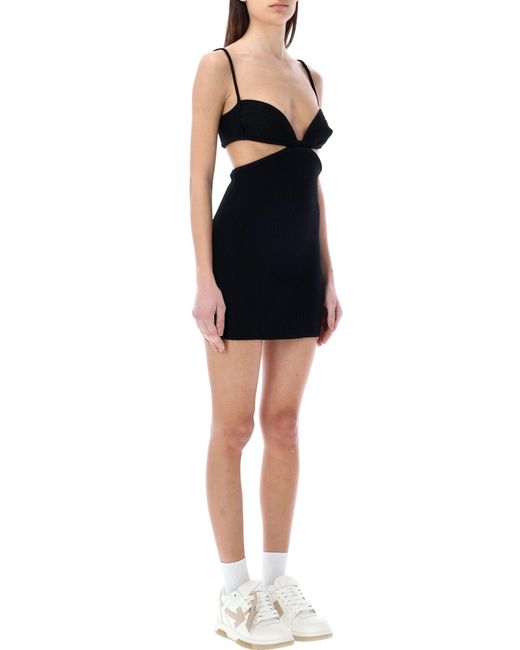 Off-White c/o Virgil Abloh Black Cut-Out Detailed Sleeveless Mini Dress