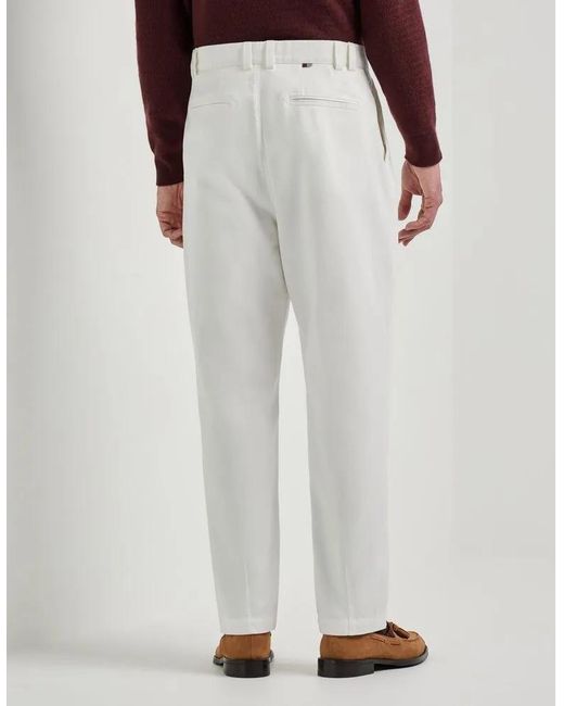 Canali White Pleated Straight-Leg Trousers for men