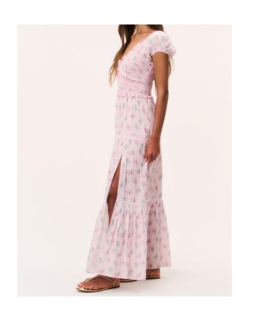 LoveShackFancy Pink Amandla Floral Cotton Dress