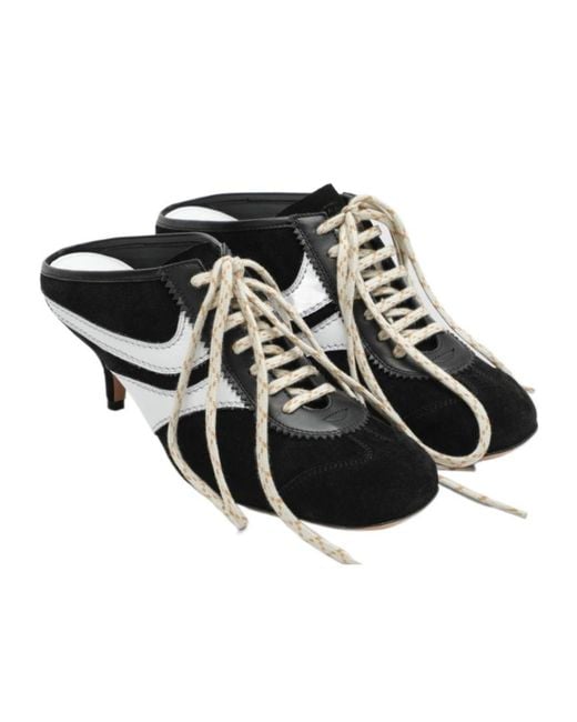 Dries Van Noten Black Mules 65 Aus Schwarzem Und Weißem Wildleder Und Leder