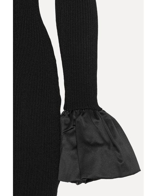 ROTATE BIRGER CHRISTENSEN Black Ribbed Cut-Out Dress