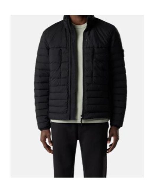 Stone Island Black Hooded Padded Coat for men