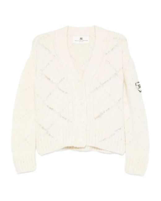 Ermanno Scervino White Button-Front Cable-Knit Cardigan