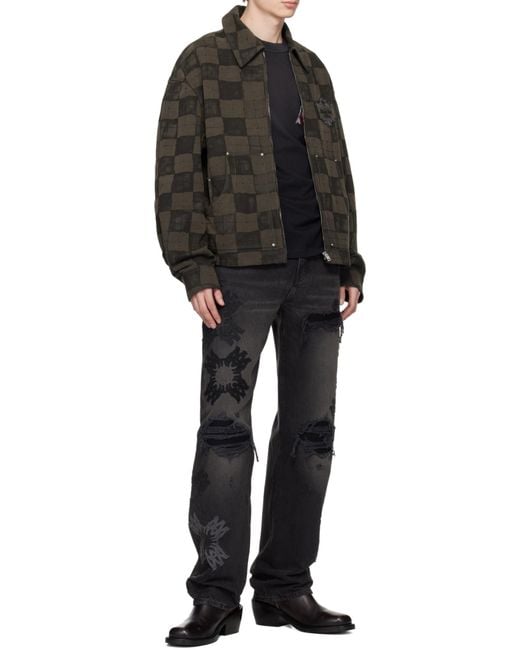 Amiri Gray Checked Denim Jacket for men