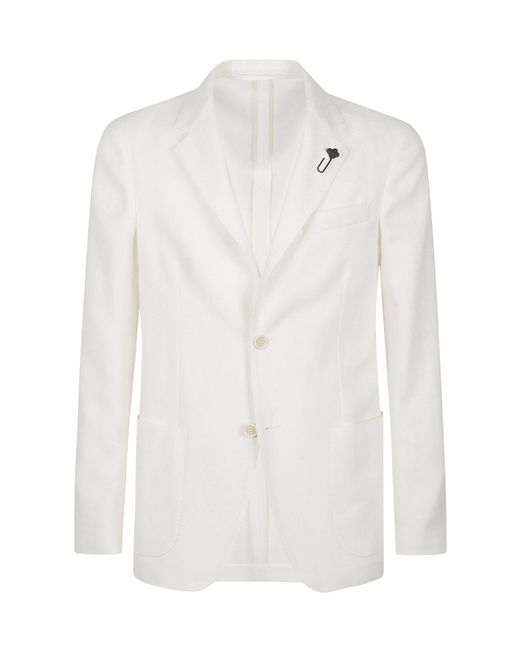 Lardini White Button-Up Blazer for men