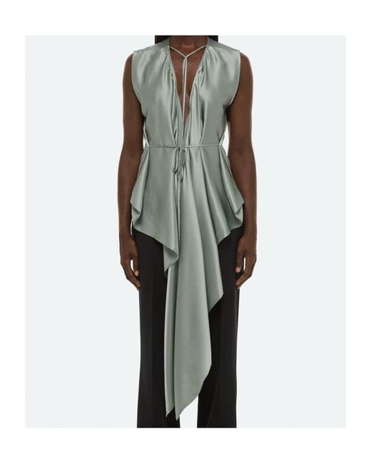 Helmut Lang Green Draped Scarf Top