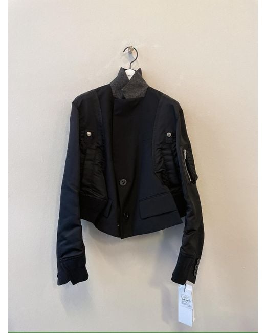 Sacai White Panelled Buttoned Bomber Jacket