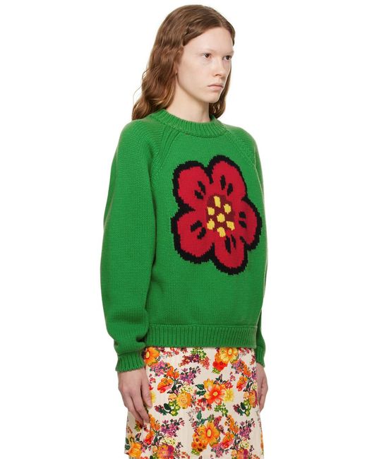 KENZO Green 'Varsity' Merino Wool Jumper