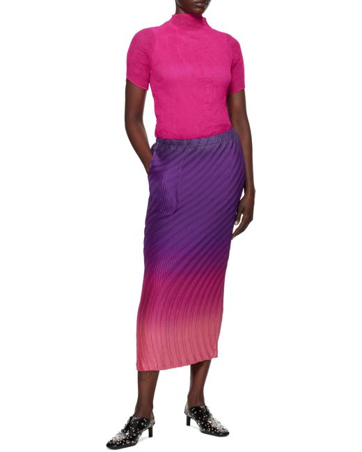 Issey Miyake Purple Nuance Pleats Midi Skirt
