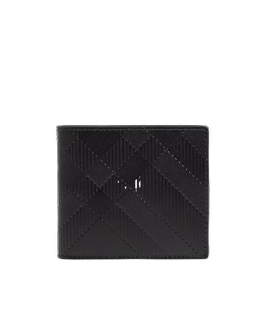 Burberry Black Checked Bi-Fold Wallet for men