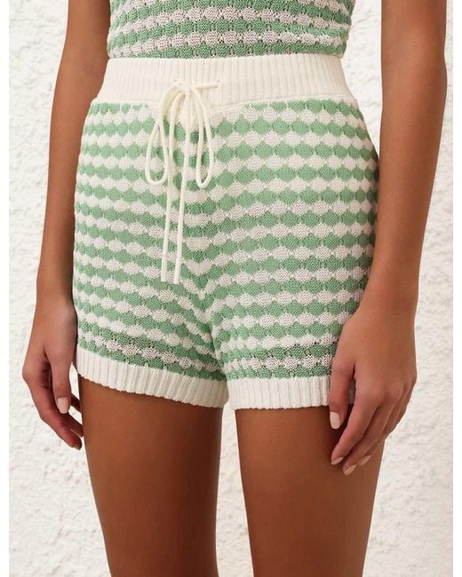 Zimmermann Green Everley Scallop Knit Short