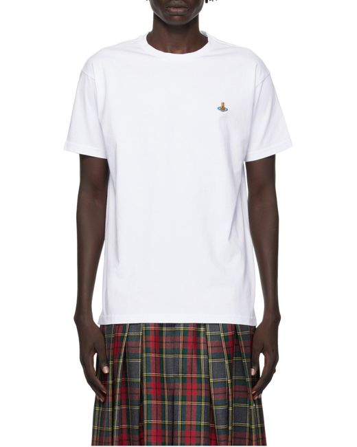 Vivienne Westwood White Logo Embroidered Crewneck T-Shirt for men