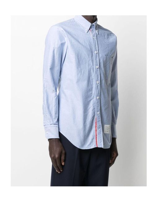 Thom Browne Blue Collared Button-Up Oxford Shirt for men