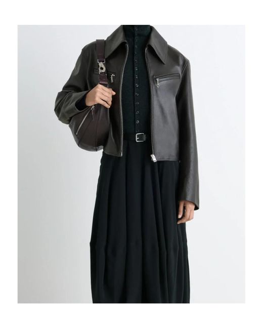 Lemaire Black Boxy Leather Blouson
