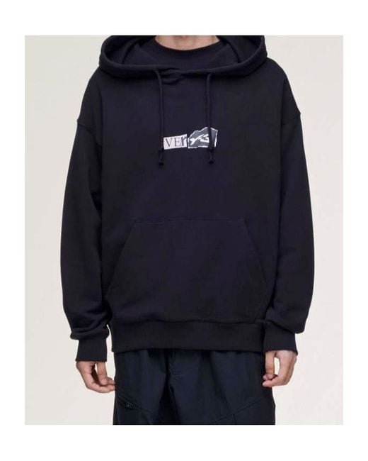 Y-3 Blue Logo Printed Crewneck Hoodie for men
