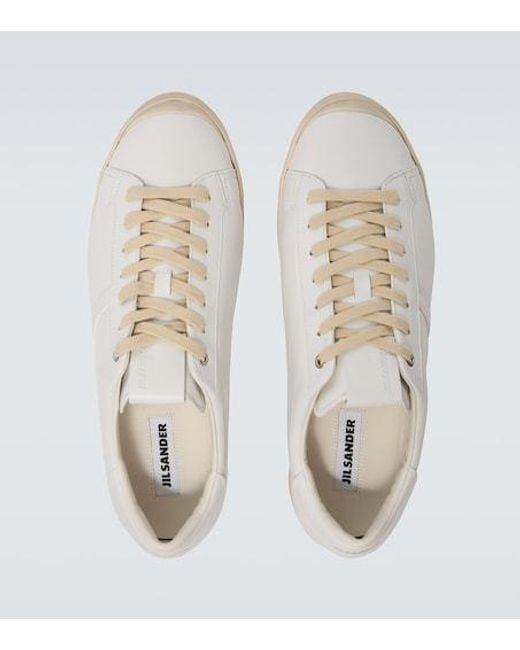 Jil Sander White Leather Low-Top Sneakers for men