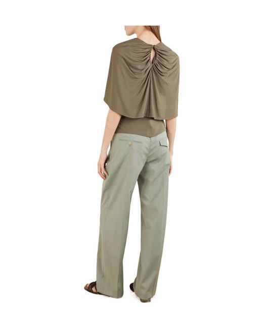 Kallmeyer Green Cape-Effect Gathered Jersey Top