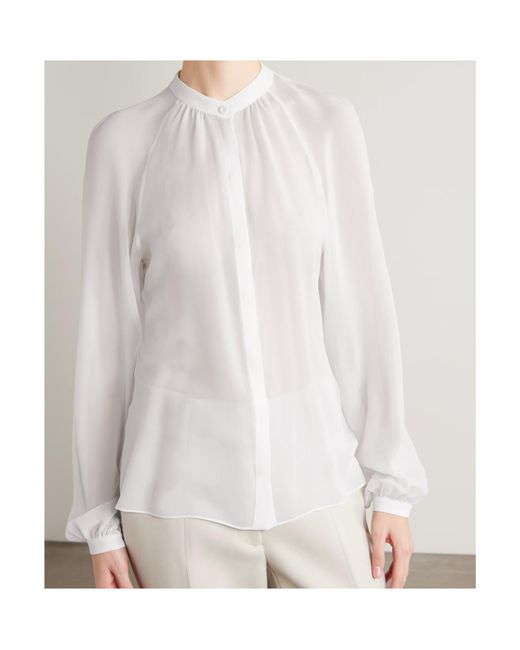 Gabriela Hearst White Gian Silk-Chiffon Blouse