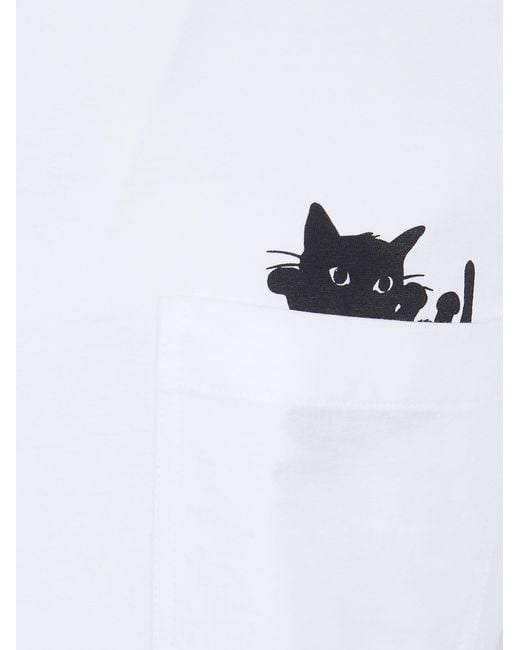 Paul Smith White Ps Cat Printed Crewneck T-Shirt