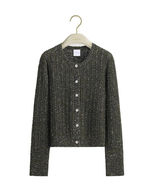 Dior Black Christian Sequinned Tweed Embroidered Cardigan