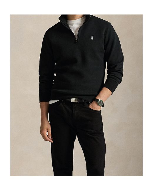 Polo Ralph Lauren Blue Quarter-Zip Logo Sweatshirt for men