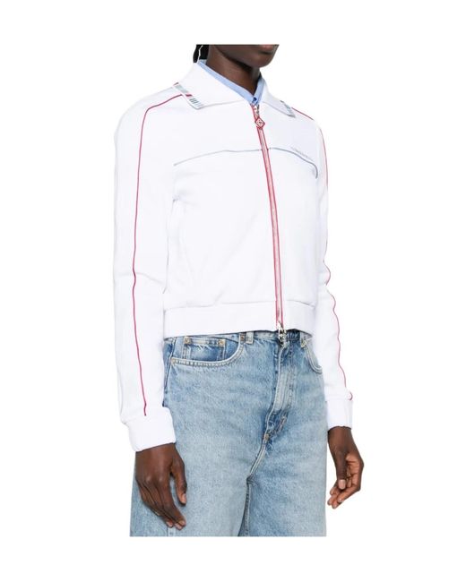 Casablanca White Logo-Embroidered Piped Track Jacket