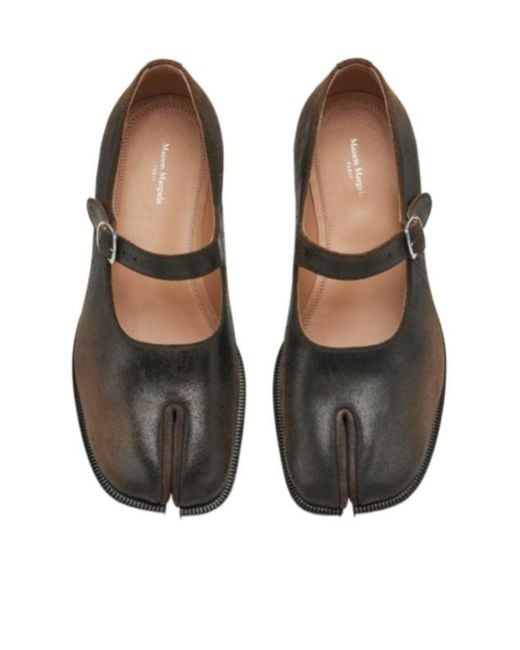 Maison Margiela Brown Split-Toe Block Heel Tabi Mary Jane Shoes