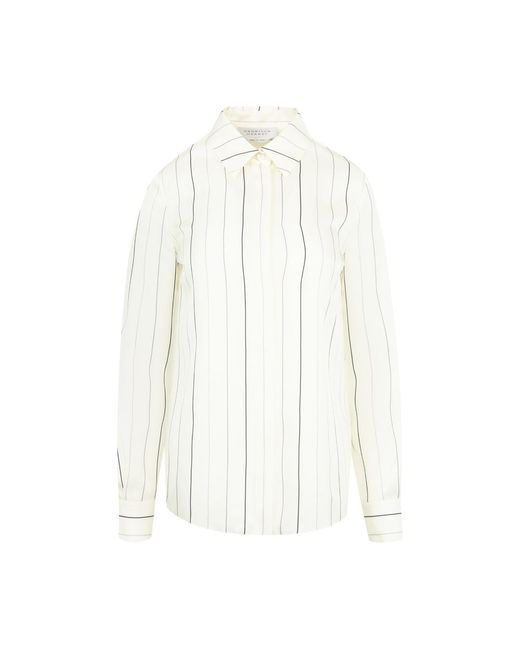 Gabriela Hearst White Striped Button-Up Top