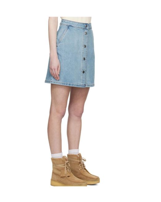 A.P.C. Blue Buttoned Denim Mini Skirt