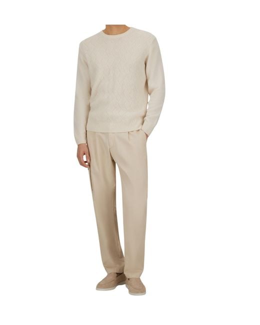 Herno Natural Diamond-Pattern Cashmere Sweater for men
