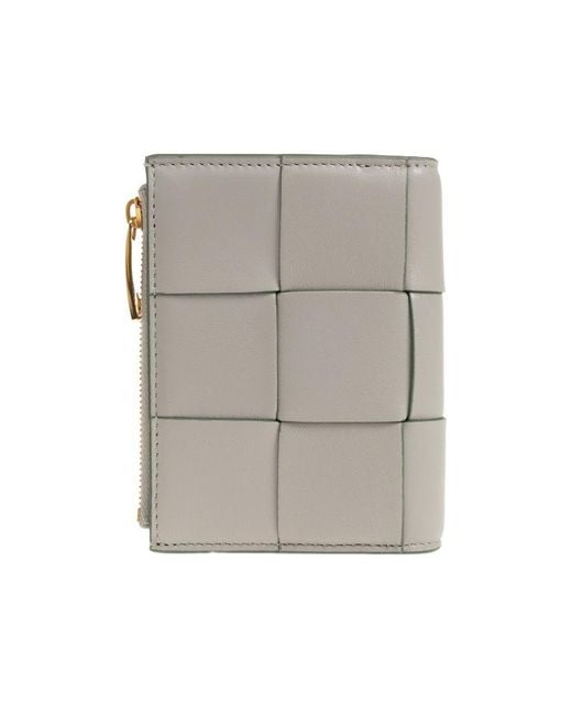 Bottega Veneta Gray Intrecciato Zipped Wallet