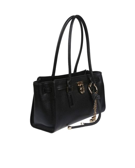 Michael Kors Black Michael Knot Detailed Double-Handle Shoulder Bag