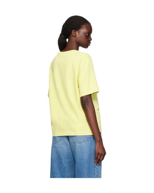 Maison Kitsuné Yellow Floating Flower Cotton T-Shirt